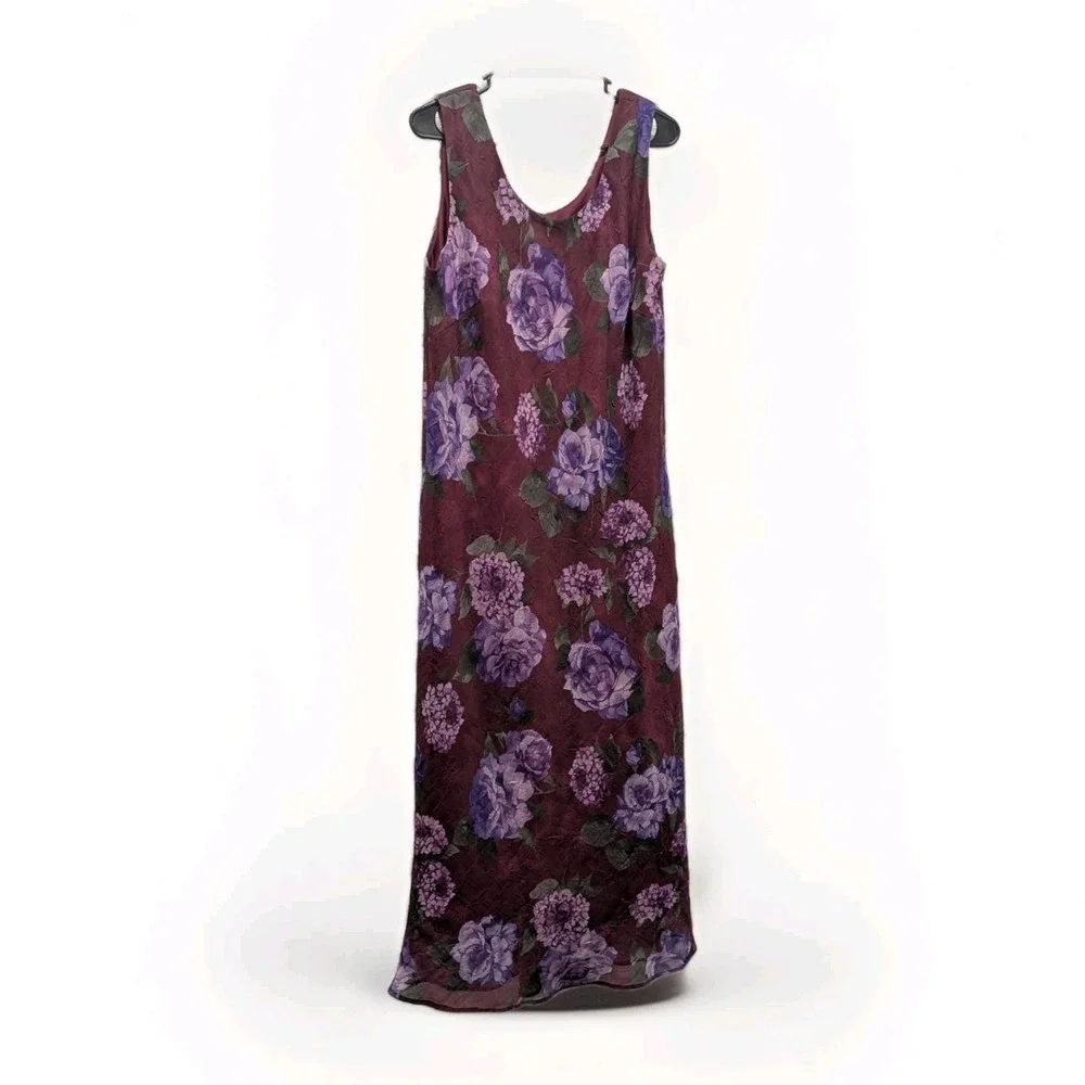 Whimsigoth Cottagecore Purple Floral Maxi Dress‎ 2PC Vintage Size 18